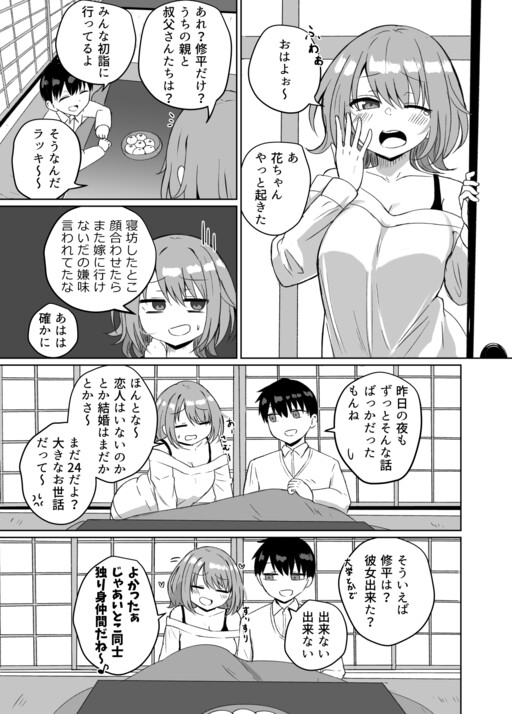 Обложка «Shogatsu ni kaettekita itoko no kekkon aite o sagasu hanashi»