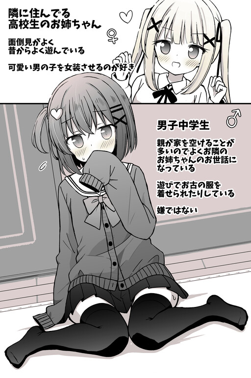 Обложка «A Boy Who is Forced to Crossdress by the Girl Next Door»