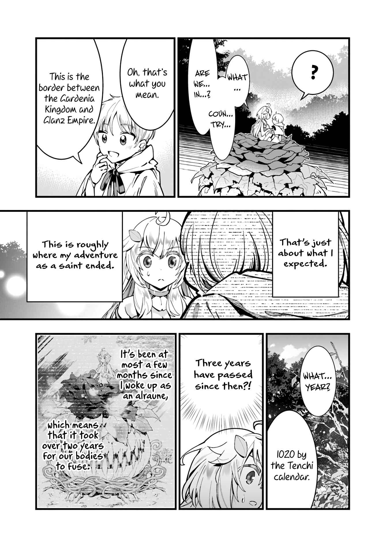 Shokubutsu Monster Musume Nikki: Seijo datta Watashi ga Uragirareta Hate ni Alraune ni Tensei Shite Shimatta node, kore kara wa Kougousei o Shinagara Shizuka ni Shokubutsu Life o Sugoshimasu Chapter 4 - Page 14