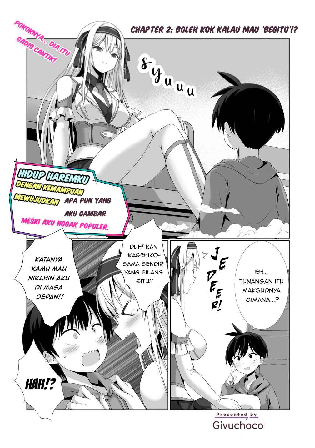 Kaita Mono o Jittaika Suru Nouryoku de Motenai Ore ga Harem Seikatsu Chapter 2 - Page 1
