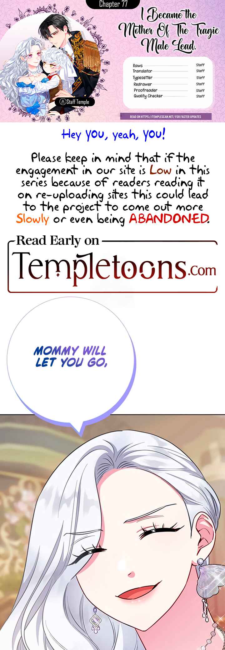 I Became the Mother of the Evil Male Lead Chapter 77 - Page 1