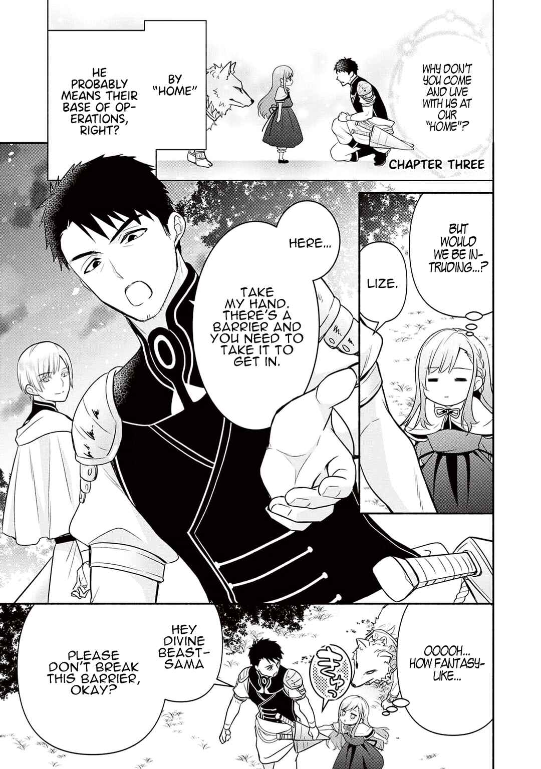 Tensei Youjo.: Shinjuu to Ouji to, Saikyou no Oji-san Youhei-dan no Naka de Ikiru Chapter 3 - Page 1