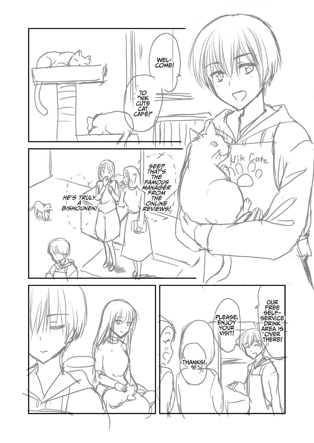 The Charismatic Cat Café Manager (who dresses as a guy) and the Frequent Customer (who dresses as a) Lady Chapter 1 - Page 1