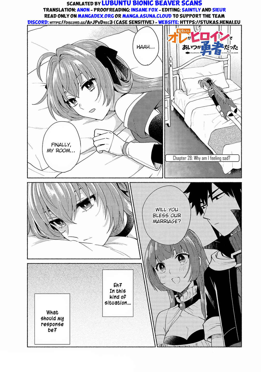 Tensei Shitara Ore ga Heroine de Aitsu ga Yuusha Datta Chapter 28 - Page 1