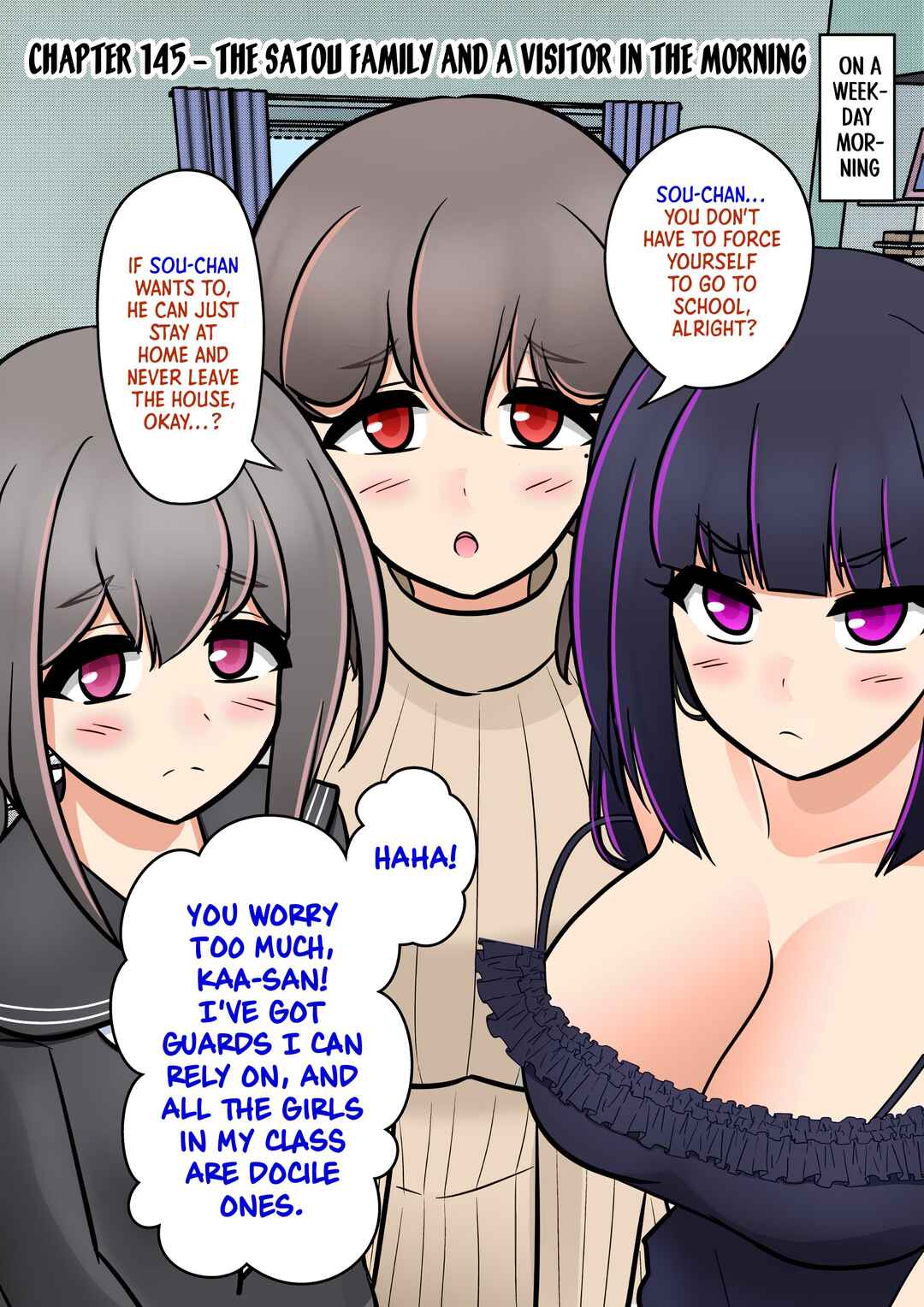 Danjo-hi 1:39 no Heikou Sekai wa Omoi no Hoka Futsuu (Fan Colored) Chapter 145 - Page 1