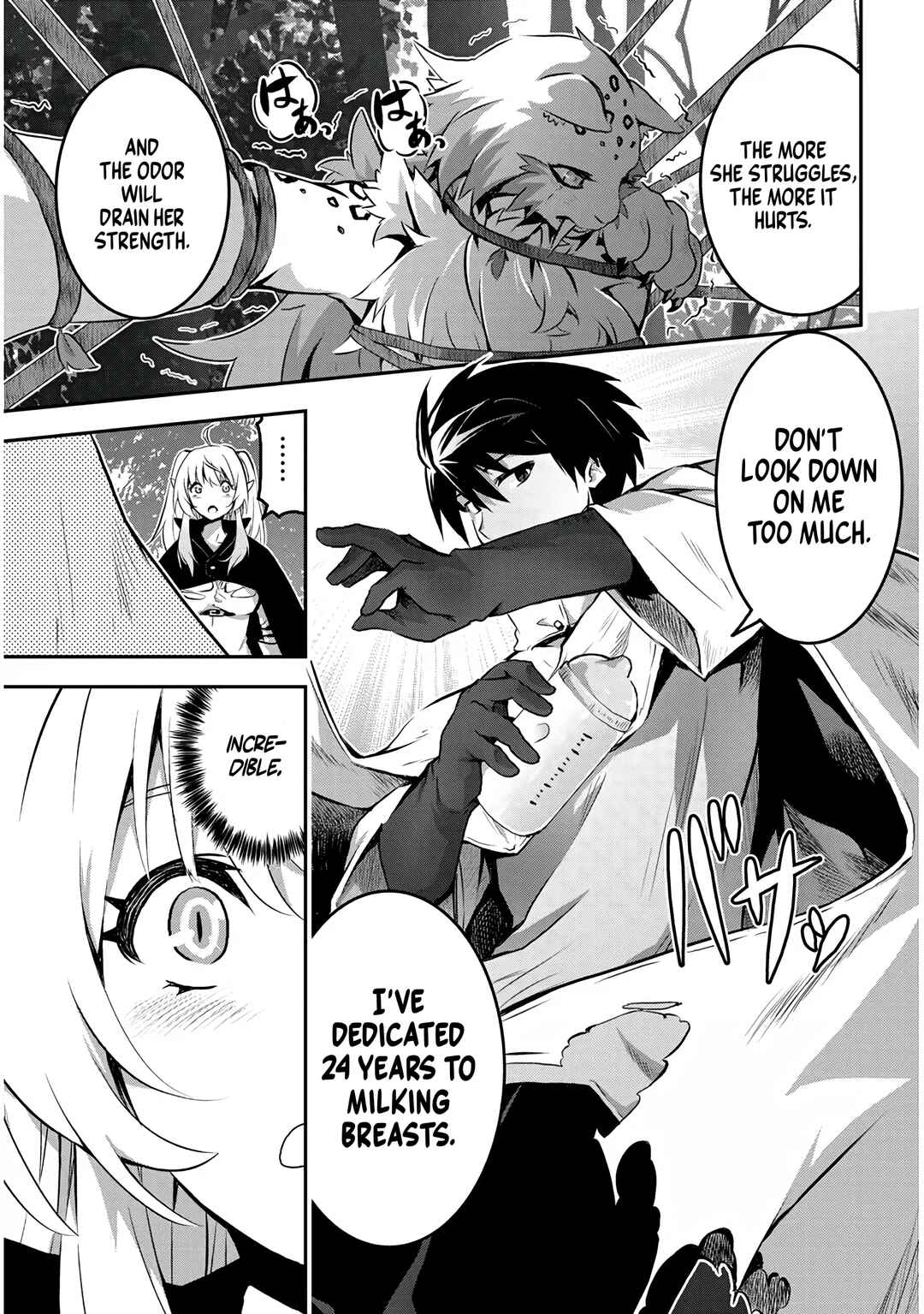 Milk-shibori Hunter no Isekai Sakunyuuki ~Nouka no Saenai Otoko ga Arayuru Shuzoku no Chiku-B wo Moteasobi-toriko ni Suru~ Chapter 1 - Page 38