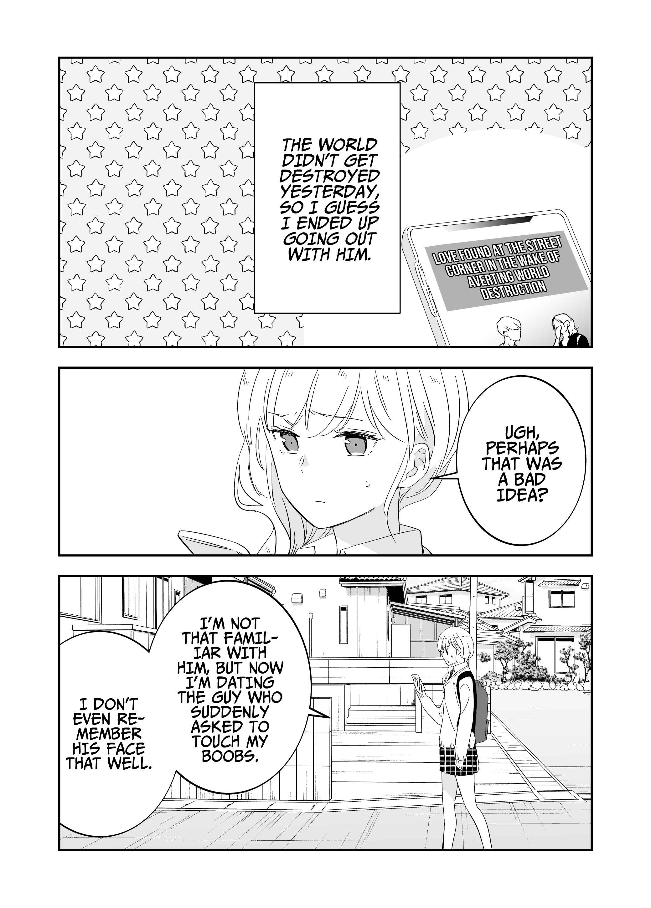 The World Will Be Destroyed Tomorrow, so I Want to Rub Your Boobs Chapter 2 - Page 1