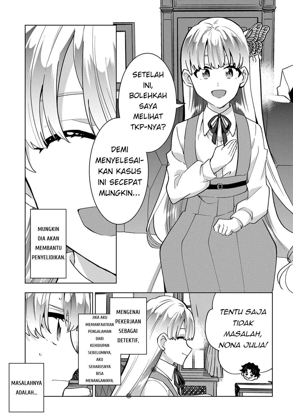 Tantei Reijou Julia Moriarty ~Seibetsu mo Mibun mo Kawarimashita ga, Tenseisaki demo Tanteigyou Saikai Shimasu~ Chapter 1 - Page 56