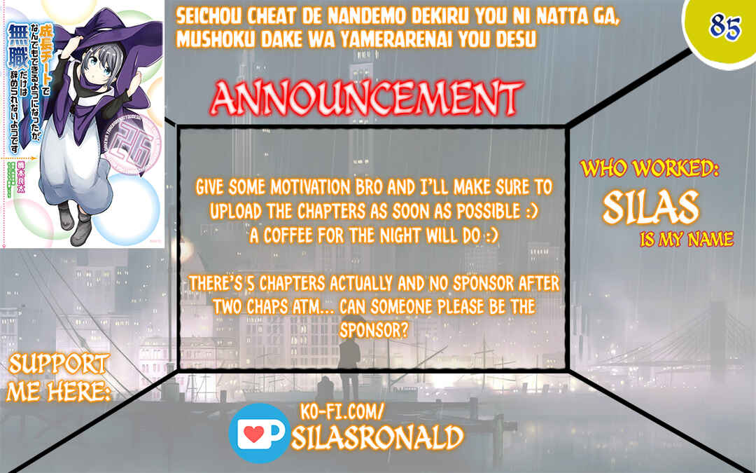Seichou Cheat de Nandemo Dekiru you ni Natta ga, Mushoku dake wa Yamerarenai you desu Chapter 85 - Page 1