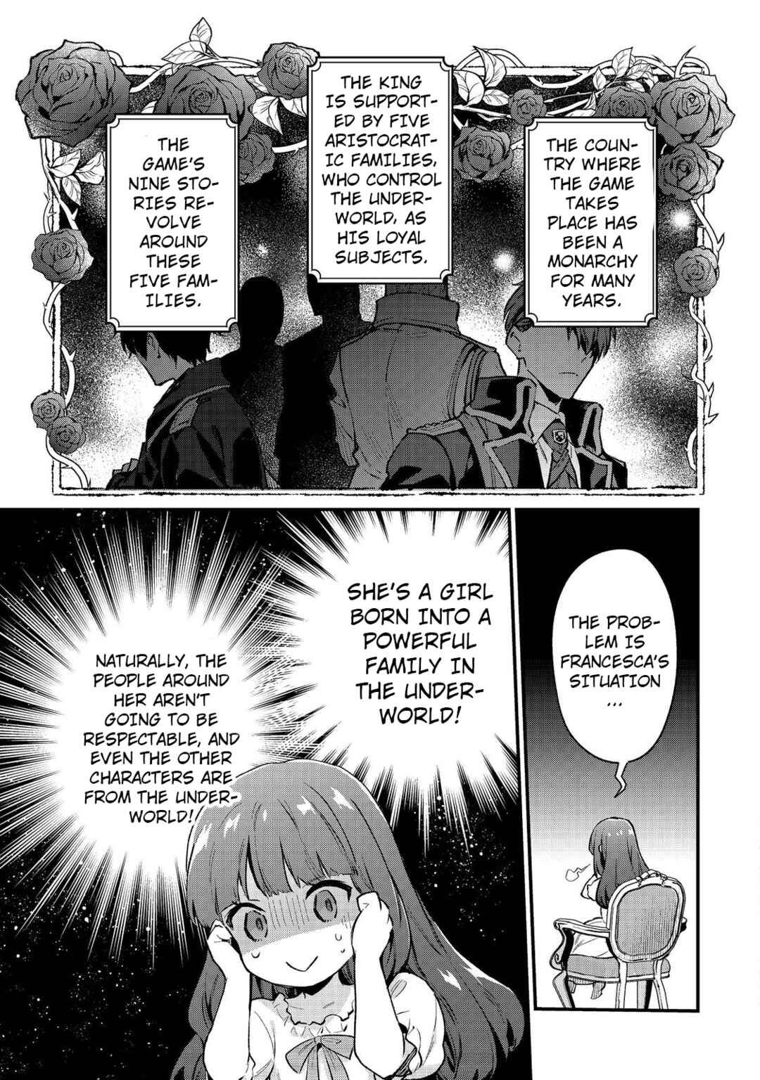 Akutou Ikka no Mana Musume, Tensei Saki mo Otome Game no Gokudou Reijou deshita Chapter 1 - Page 35