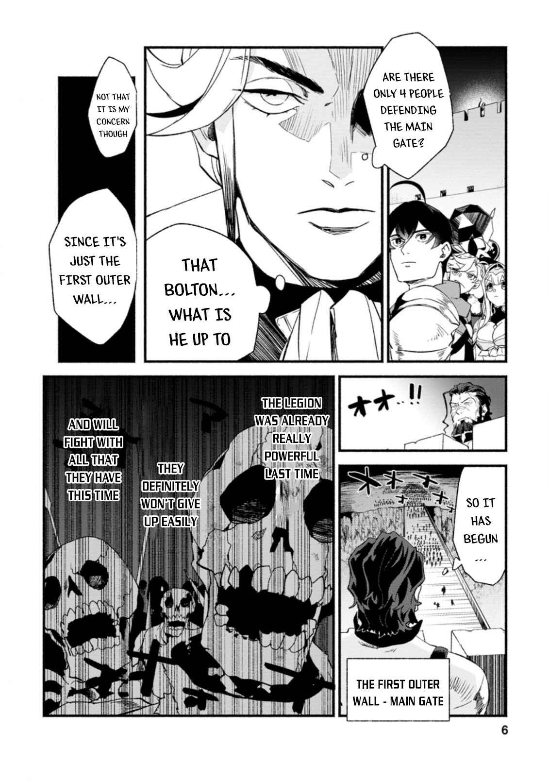 Sono Monban, Saikyou ni Tsuki: Tsuihou Sareta Bougyoryoku 9999 no Senshi, Outo no Monban to shite Musou Suru Chapter 6 - Page 5