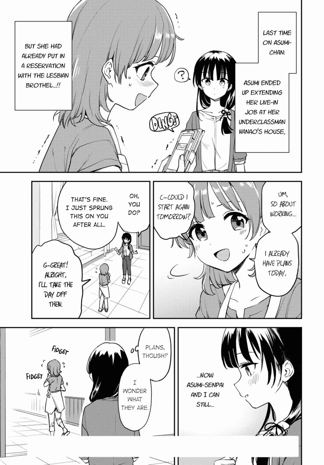 Asumi-chan wa Les Fuuzoku ni Kyoumi ga Arimasu! Chapter 12 - Page 1