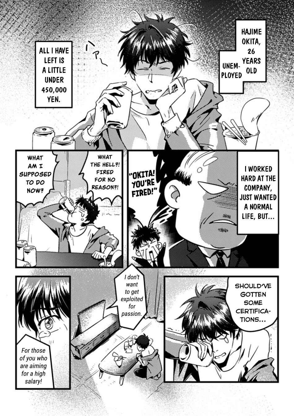 Jigoku no Sata mo Ougon Shidai - Kaisha wo Kubi ni natta Kedo, Renkinjutsu Toka Iu Cheat Skill wo te ni Ireta no de Jinsei Ippatsu Gyakuten wo Mezashimasu Chapter 1 - Page 4