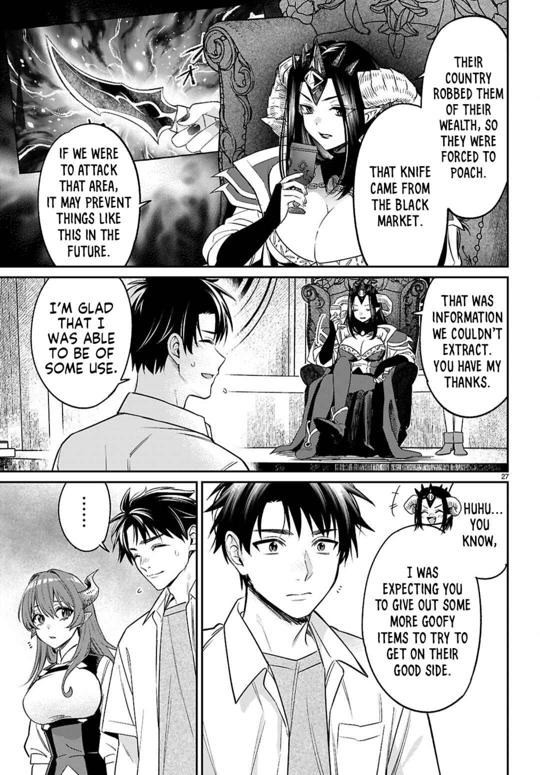 Shounin Skill de Maoujou no Kouryaku o Mezasu: Isekai Ten'i Shita node Saikyou Item to Talk-jutsu de Ikinuku koto ni shita Chapter 10 - Page 27