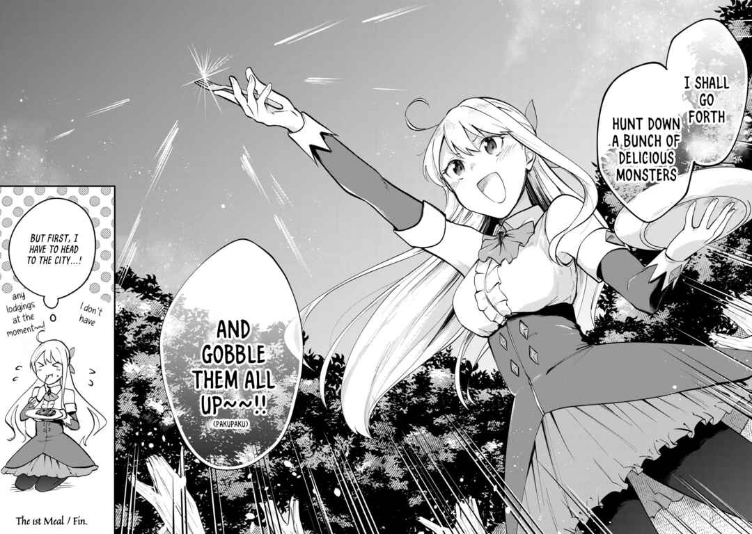 [Pakupaku desu wa] Tsuihou Sareta Ojou-sama no "Monster wo Taberu Hodo Tsuyoku Naru" Skill wa, 1-shoku de 1 Level Up Suru Zendai Mimon no Saikyou Skill deshita. 3-nichi de Jinrui Saikyou ni Narimashita wa! Chapter 1 - Page 36