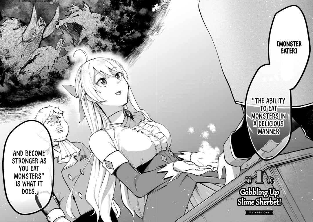 [Pakupaku desu wa] Tsuihou Sareta Ojou-sama no "Monster wo Taberu Hodo Tsuyoku Naru" Skill wa, 1-shoku de 1 Level Up Suru Zendai Mimon no Saikyou Skill deshita. 3-nichi de Jinrui Saikyou ni Narimashita wa! Chapter 1 - Page 4