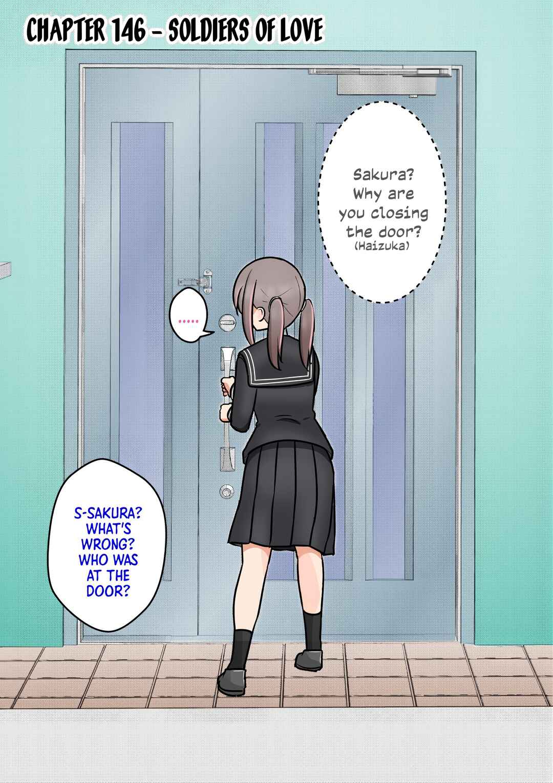 Danjo-hi 1:39 no Heikou Sekai wa Omoi no Hoka Futsuu (Fan Colored) Chapter 146 - Page 1