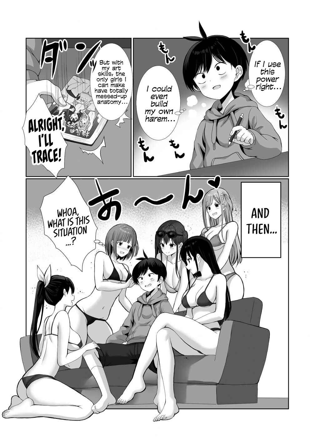 Kaita Mono o Jittaika Suru Nouryoku de Motenai Ore ga Harem Seikatsu Chapter 1 - Page 16
