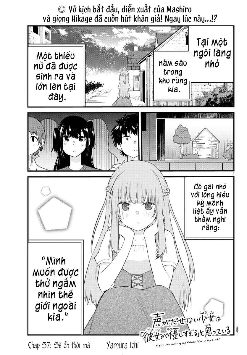 Koe ga dasenai Shoujo wa "Kanojo ga Yasashisugiru" to Omotte iru Chapter 57 - Page 1