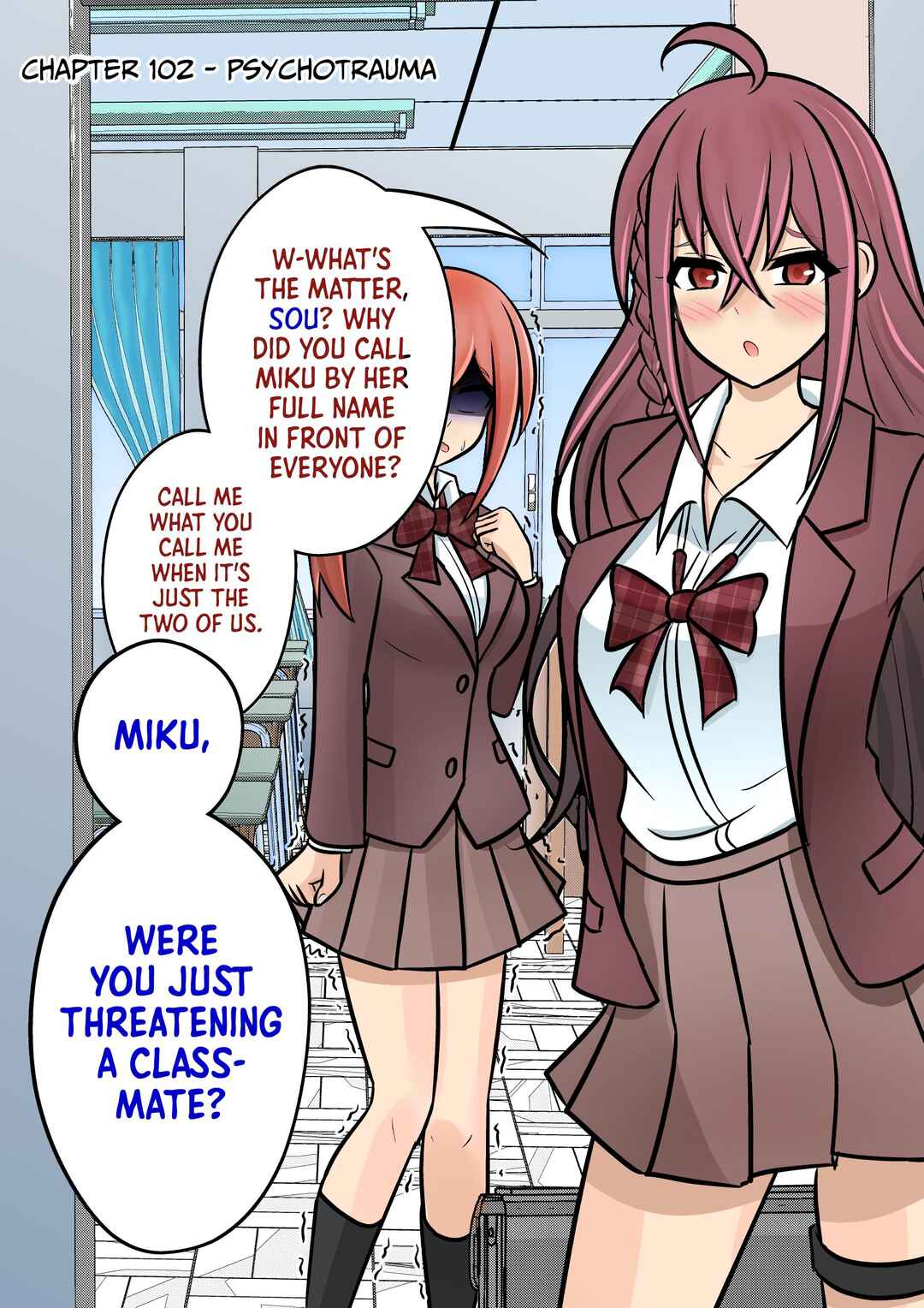 Danjo-hi 1:39 no Heikou Sekai wa Omoi no Hoka Futsuu (Fan Colored) Chapter 102 - Page 1