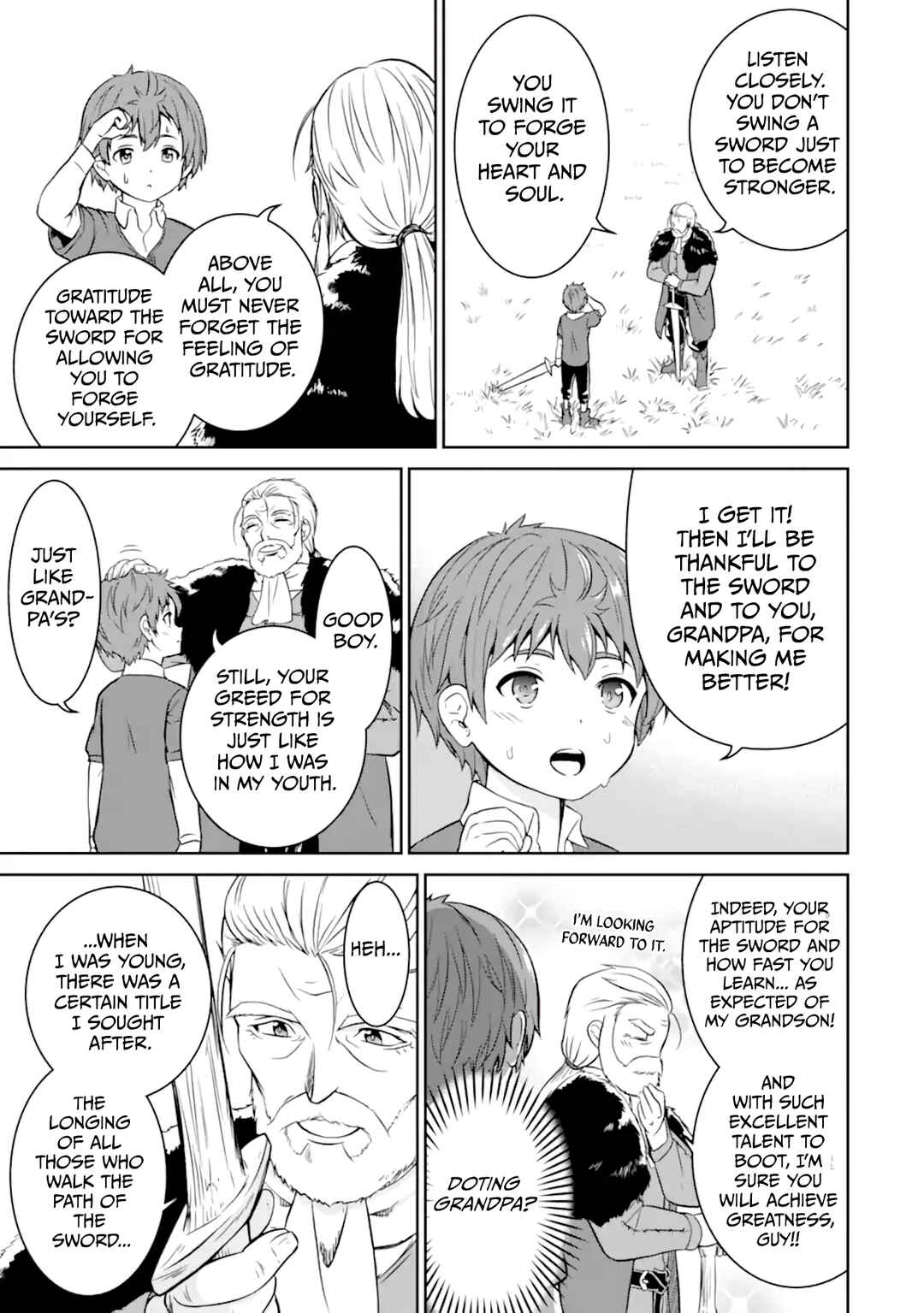 Ossan Boukensha no Okureta Eiyuu-tan - Kansha no Suburi o 1 nichi 1 man Kaishite itara, Kensei ga Deshi-iri Shigan ni Yatte Kita Chapter 1.1 - Page 17