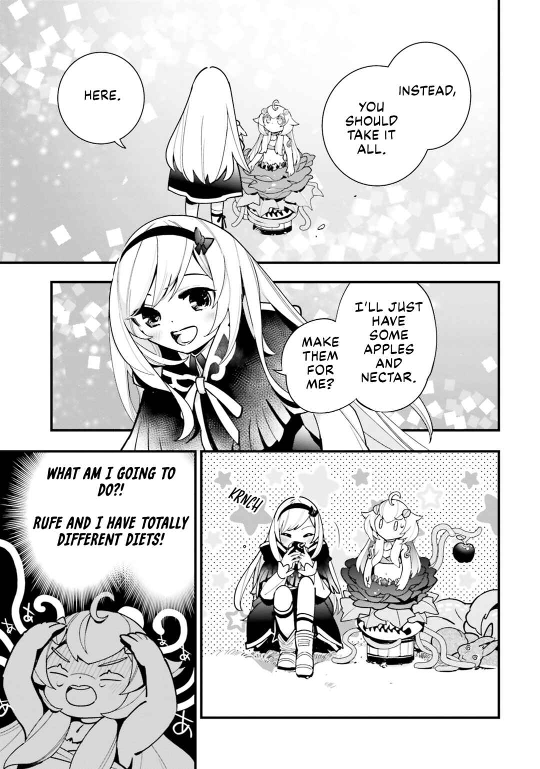 Shokubutsu Monster Musume Nikki: Seijo datta Watashi ga Uragirareta Hate ni Alraune ni Tensei Shite Shimatta node, kore kara wa Kougousei o Shinagara Shizuka ni Shokubutsu Life o Sugoshimasu Chapter 18 - Page 28