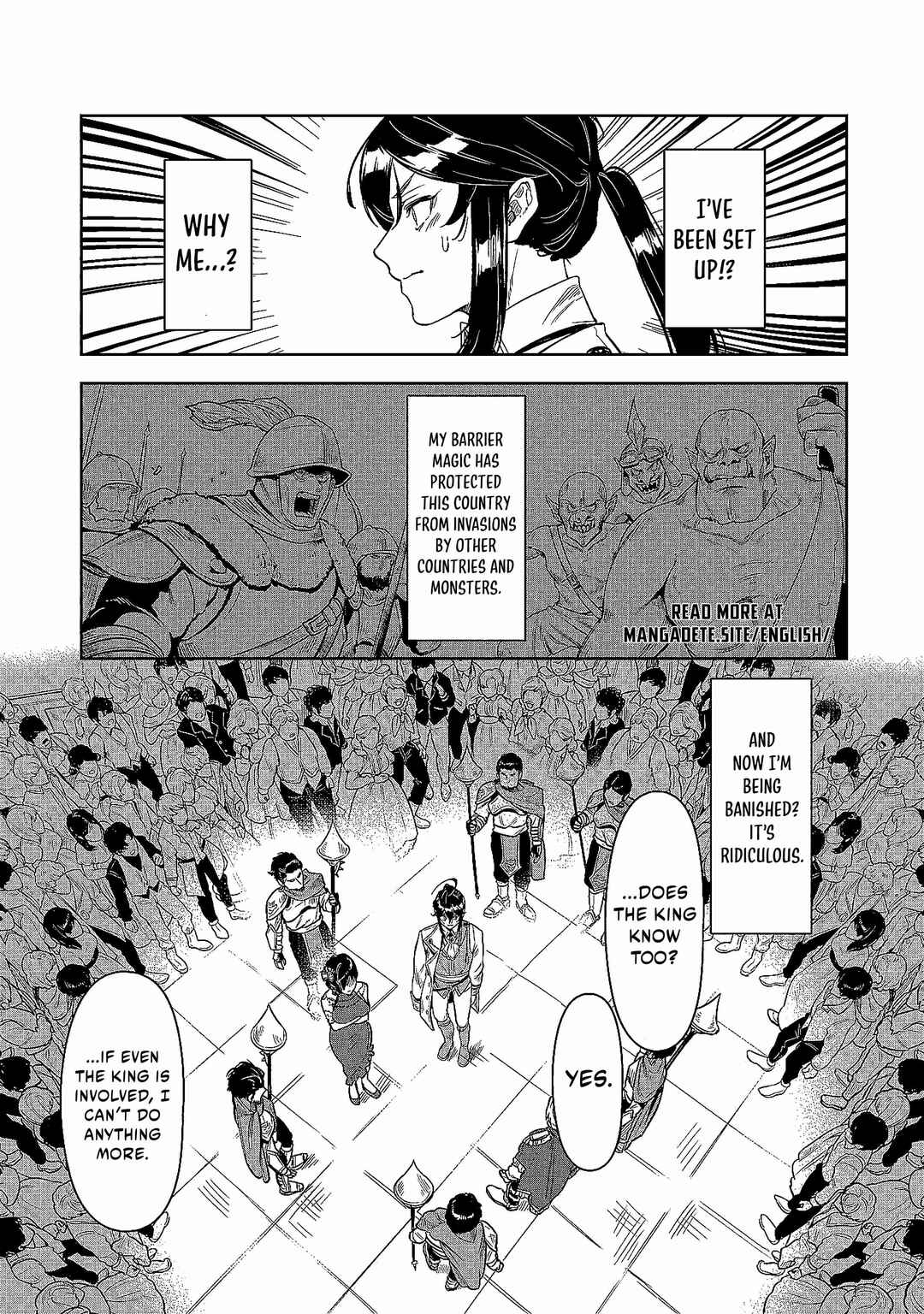 Kuni ni Saikyou no Barrier wo Hattara Heiwa ni Narisugite Tsuihousaremashita ~Ore no Mahou ga Yabasugite, Bijo to Mazoku ni Kakomarerun da ga!?~ Chapter 1 - Page 14