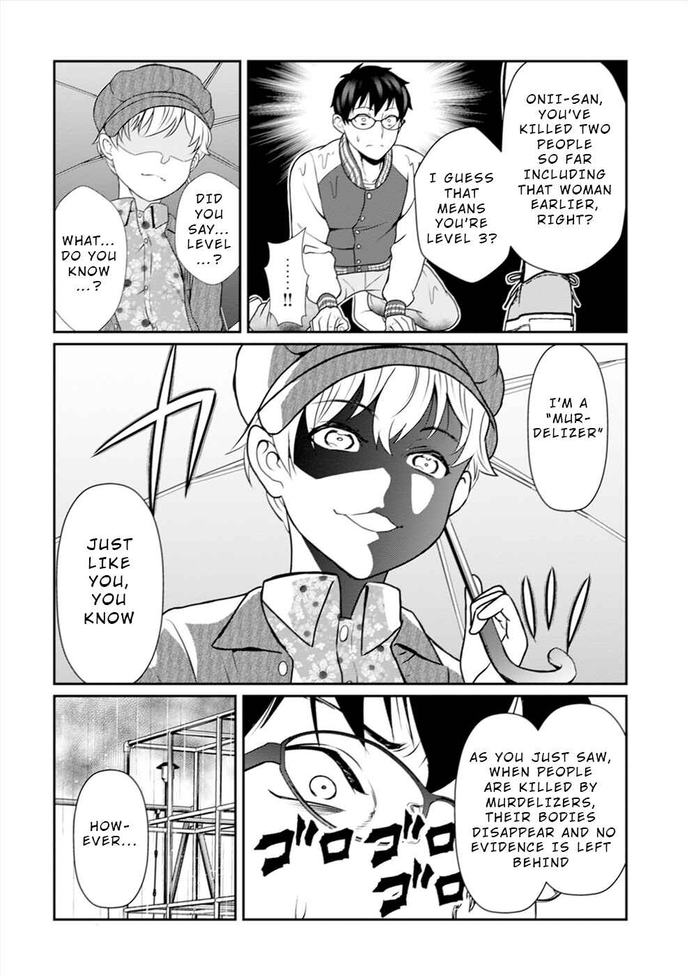 Leveling Murder ~Shuu ni Ichido Hito wo Korosanai to Jibun ga Shinde Shimau no de, Sore Nara Isso Kanzenchoaku Shiyou to Omoimasu~ Chapter 1 - Page 34