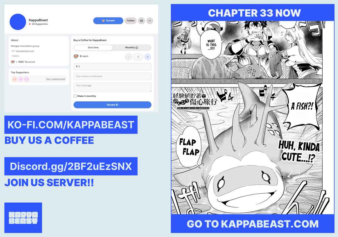 Keikenchi Chochiku de Nonbiri Shoushin Ryokou ~Yuusha to Koibito ni Tsuihou Sareta Senshi no Mujikaku Zamaa~ Chapter 32 - Page 32