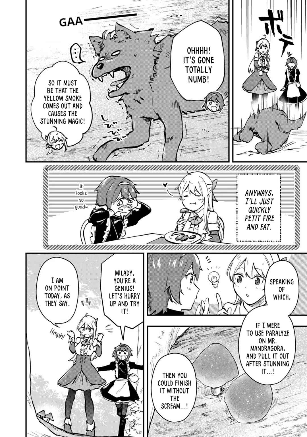 [Pakupaku desu wa] Tsuihou Sareta Ojou-sama no "Monster wo Taberu Hodo Tsuyoku Naru" Skill wa, 1-shoku de 1 Level Up Suru Zendai Mimon no Saikyou Skill deshita. 3-nichi de Jinrui Saikyou ni Narimashita wa! Chapter 7 - Page 12