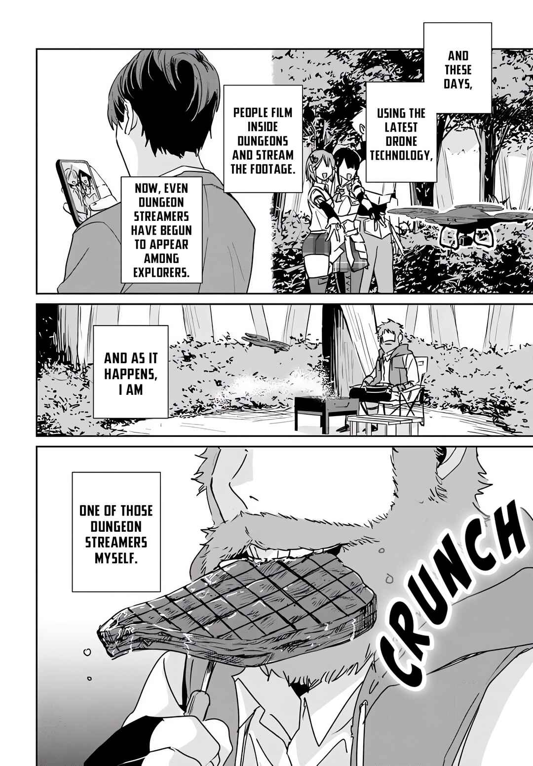Juusho Futei Camper wa Dungeon de Nonbiri to Kurashitai ~Kiken na Shinsou Monster mo Ore ni Totte wa Shokuzai desu~ Chapter 1 - Page 6