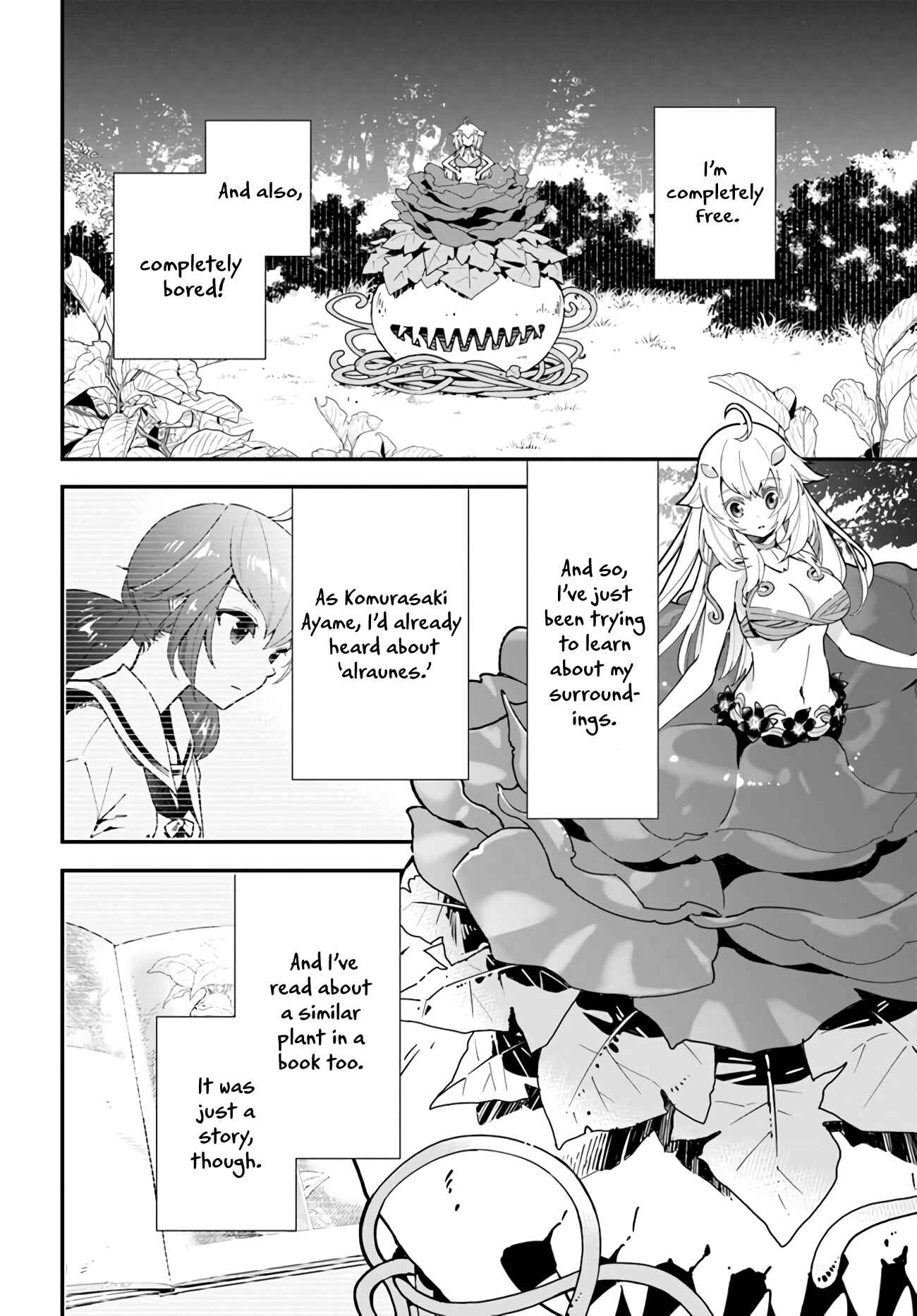 Shokubutsu Monster Musume Nikki: Seijo datta Watashi ga Uragirareta Hate ni Alraune ni Tensei Shite Shimatta node, kore kara wa Kougousei o Shinagara Shizuka ni Shokubutsu Life o Sugoshimasu Chapter 2 - Page 5