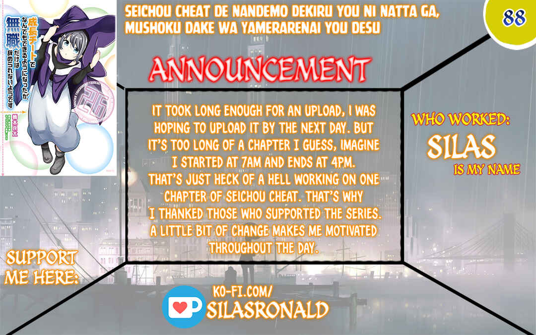 Seichou Cheat de Nandemo Dekiru you ni Natta ga, Mushoku dake wa Yamerarenai you desu Chapter 88 - Page 1