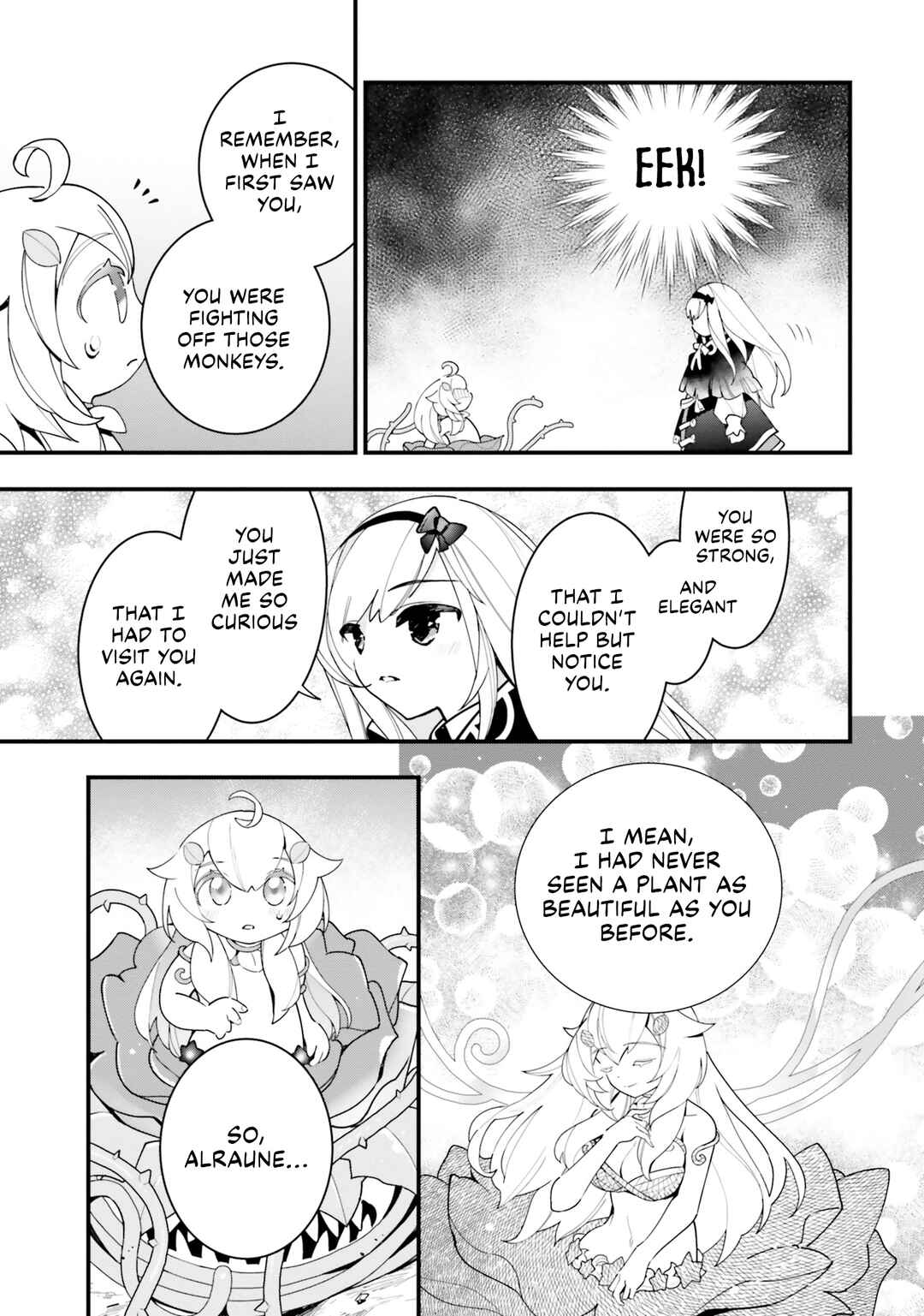 Shokubutsu Monster Musume Nikki: Seijo datta Watashi ga Uragirareta Hate ni Alraune ni Tensei Shite Shimatta node, kore kara wa Kougousei o Shinagara Shizuka ni Shokubutsu Life o Sugoshimasu Chapter 15 - Page 12