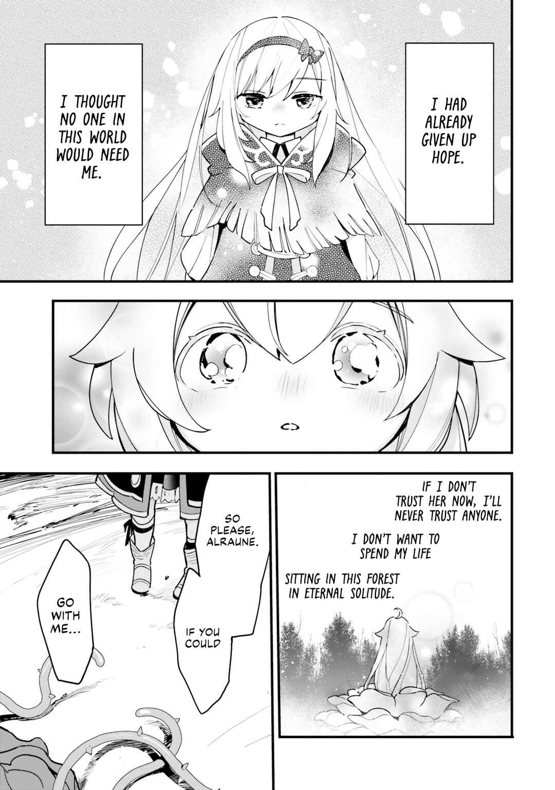 Shokubutsu Monster Musume Nikki: Seijo datta Watashi ga Uragirareta Hate ni Alraune ni Tensei Shite Shimatta node, kore kara wa Kougousei o Shinagara Shizuka ni Shokubutsu Life o Sugoshimasu Chapter 15 - Page 22