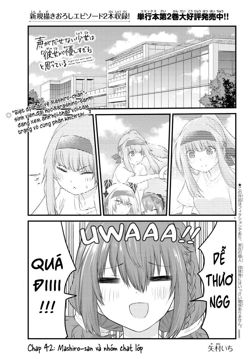 Koe ga dasenai Shoujo wa "Kanojo ga Yasashisugiru" to Omotte iru Chapter 42 - Page 1