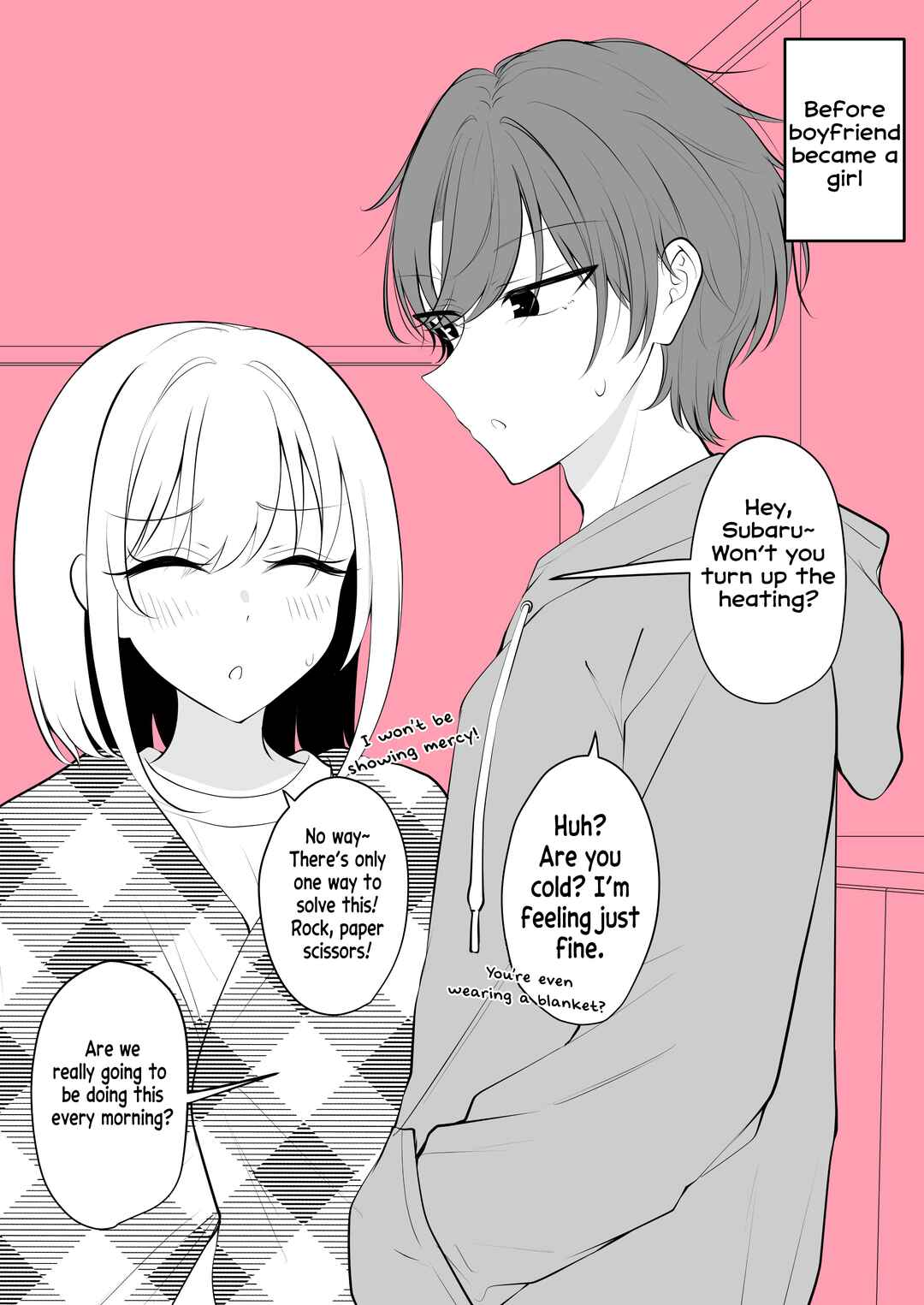 Aru Hi Kareshi ga Onnanoko ni Natteshimata Couple no Nichijou Chapter 62 - Page 1