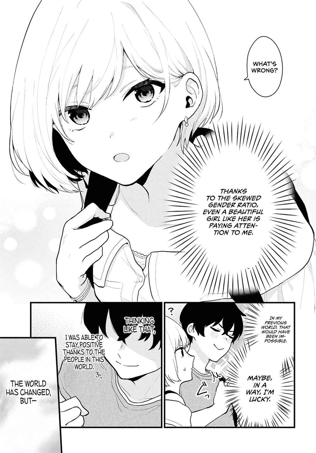 Danjo-hi 1:5 no Sekai demo Futsuu ni Ikirareru to Omotta? ~Gekiomoi Kanjou na Kanojo-tachi ga Mujikaku Danshi ni Honrou Saretara~ Chapter 1 - Page 9