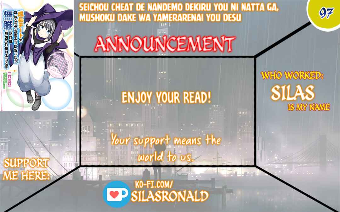 Seichou Cheat de Nandemo Dekiru you ni Natta ga, Mushoku dake wa Yamerarenai you desu Chapter 97 - Page 1