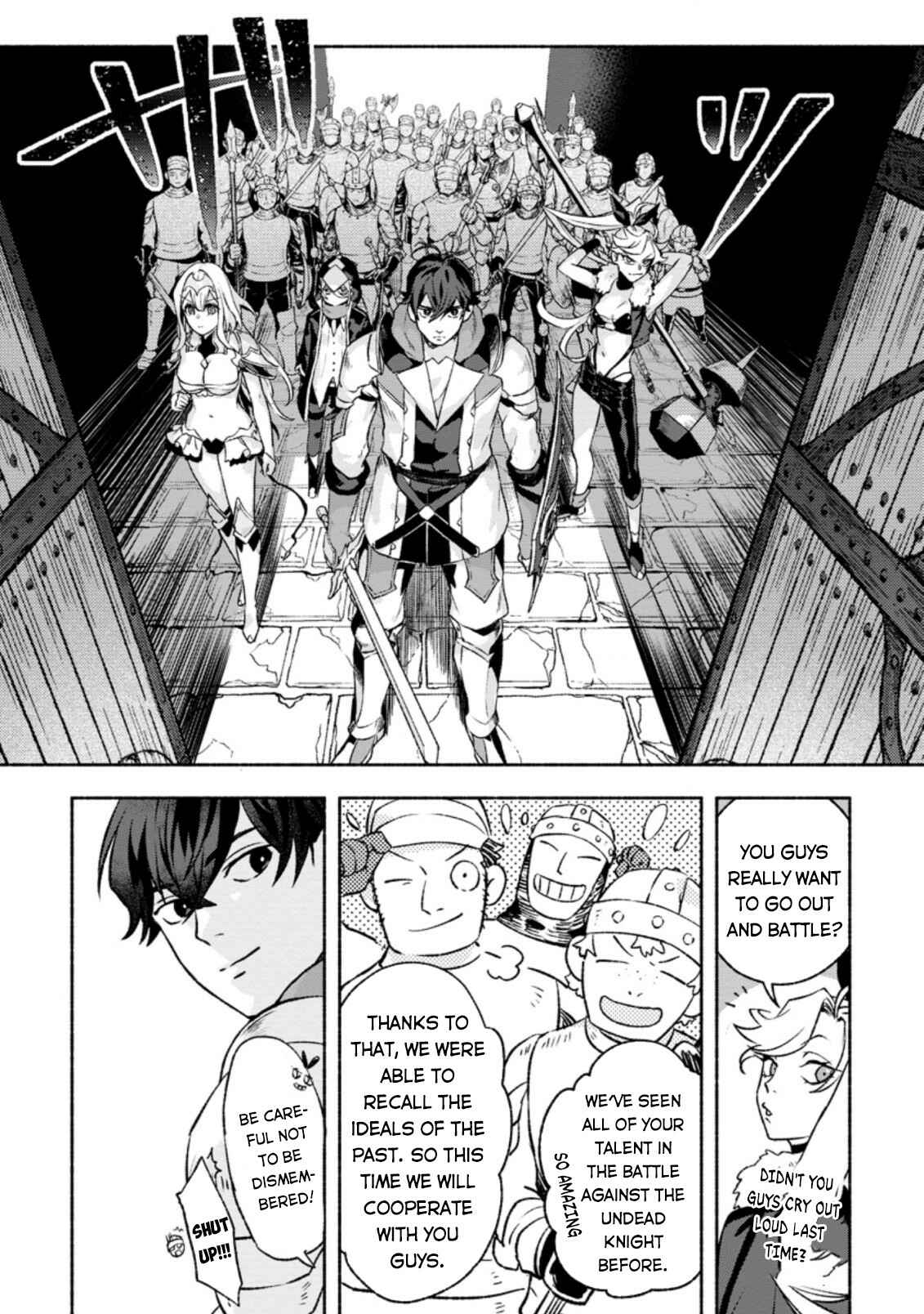 Sono Monban, Saikyou ni Tsuki: Tsuihou Sareta Bougyoryoku 9999 no Senshi, Outo no Monban to shite Musou Suru Chapter 11 - Page 28