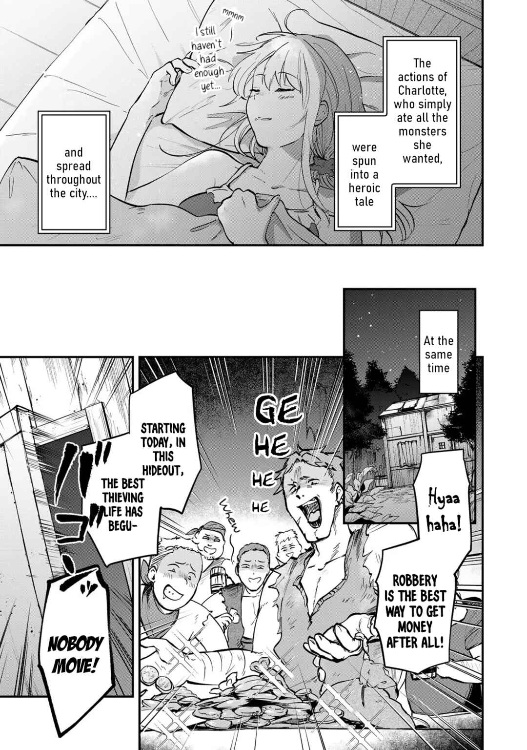 [Pakupaku desu wa] Tsuihou Sareta Ojou-sama no "Monster wo Taberu Hodo Tsuyoku Naru" Skill wa, 1-shoku de 1 Level Up Suru Zendai Mimon no Saikyou Skill deshita. 3-nichi de Jinrui Saikyou ni Narimashita wa! Chapter 4 - Page 25