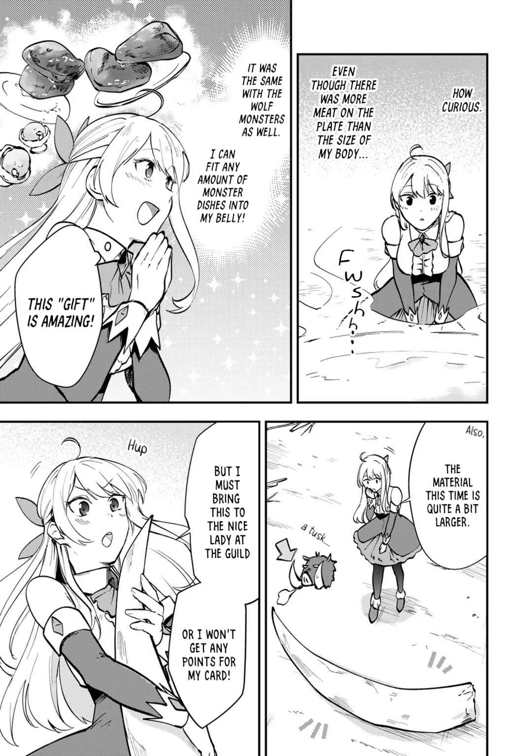 [Pakupaku desu wa] Tsuihou Sareta Ojou-sama no "Monster wo Taberu Hodo Tsuyoku Naru" Skill wa, 1-shoku de 1 Level Up Suru Zendai Mimon no Saikyou Skill deshita. 3-nichi de Jinrui Saikyou ni Narimashita wa! Chapter 4 - Page 3