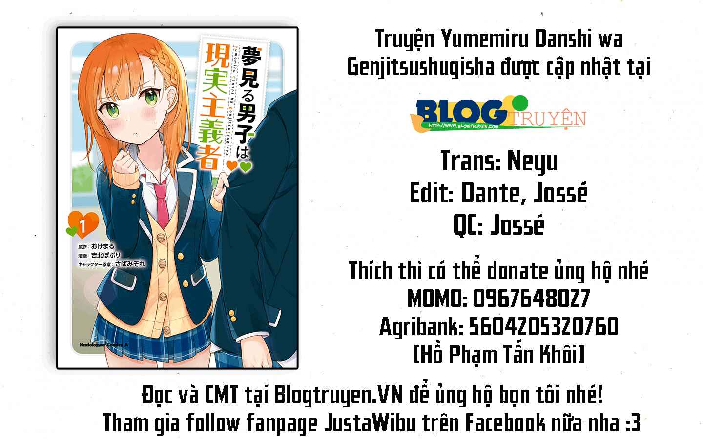 Yumemiru Danshi wa Genjitsushugisha Chapter 1 - Page 1