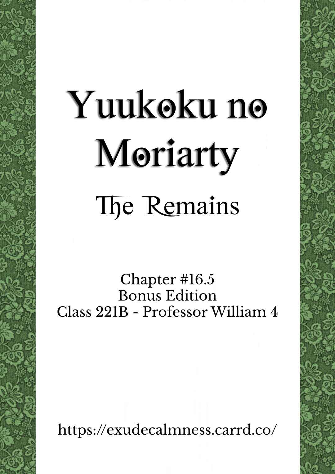 Yuukoku no Moriarty: The Remains Chapter 16.5 - Page 1