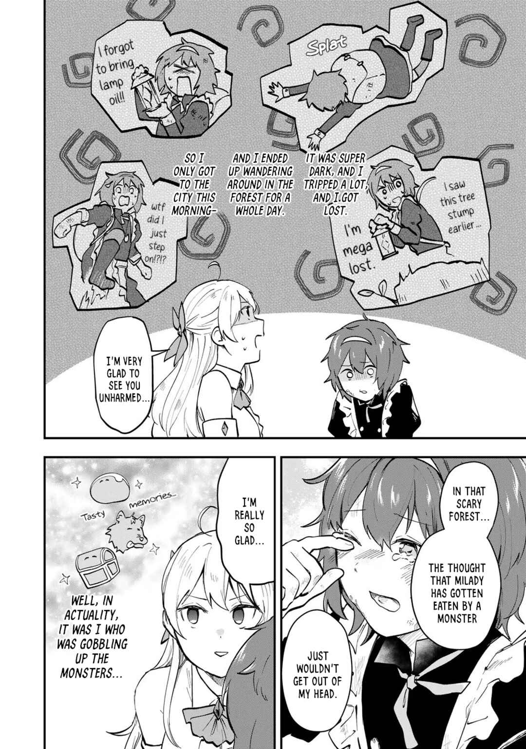 [Pakupaku desu wa] Tsuihou Sareta Ojou-sama no "Monster wo Taberu Hodo Tsuyoku Naru" Skill wa, 1-shoku de 1 Level Up Suru Zendai Mimon no Saikyou Skill deshita. 3-nichi de Jinrui Saikyou ni Narimashita wa! Chapter 6 - Page 14