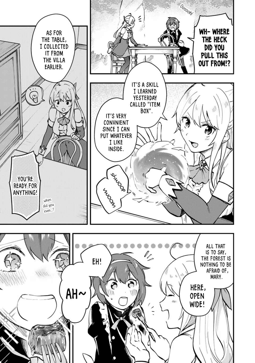 [Pakupaku desu wa] Tsuihou Sareta Ojou-sama no "Monster wo Taberu Hodo Tsuyoku Naru" Skill wa, 1-shoku de 1 Level Up Suru Zendai Mimon no Saikyou Skill deshita. 3-nichi de Jinrui Saikyou ni Narimashita wa! Chapter 6 - Page 27